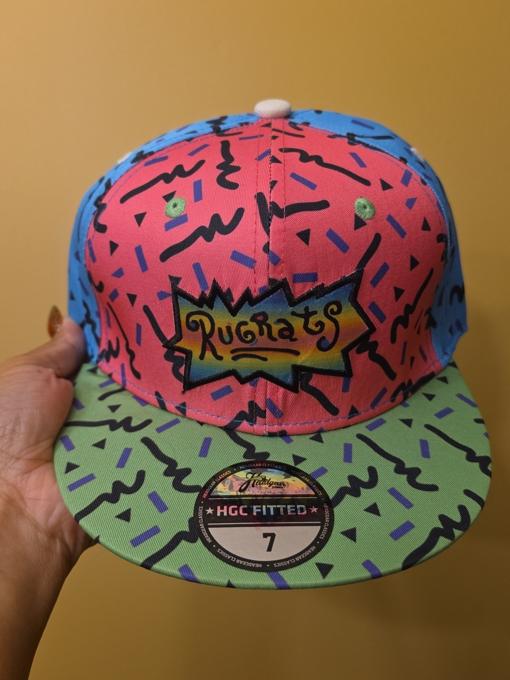 Rugrats Kids Fitted Snapback Hat in Pink, Blue & Green